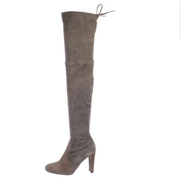 Stuart Weitzman Highland Boots Over the Knee 7.5 OTK Suede Gray High Heels - Picture 1 of 10